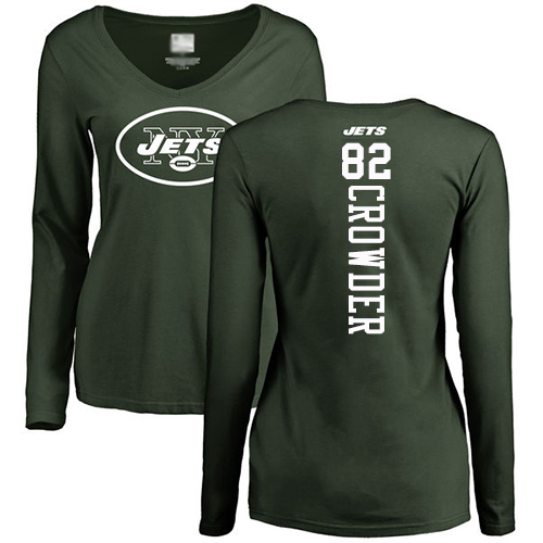 New York Jets Green Women Jamison Crowder Backer NFL Football #82 Long Sleeve T Shirt